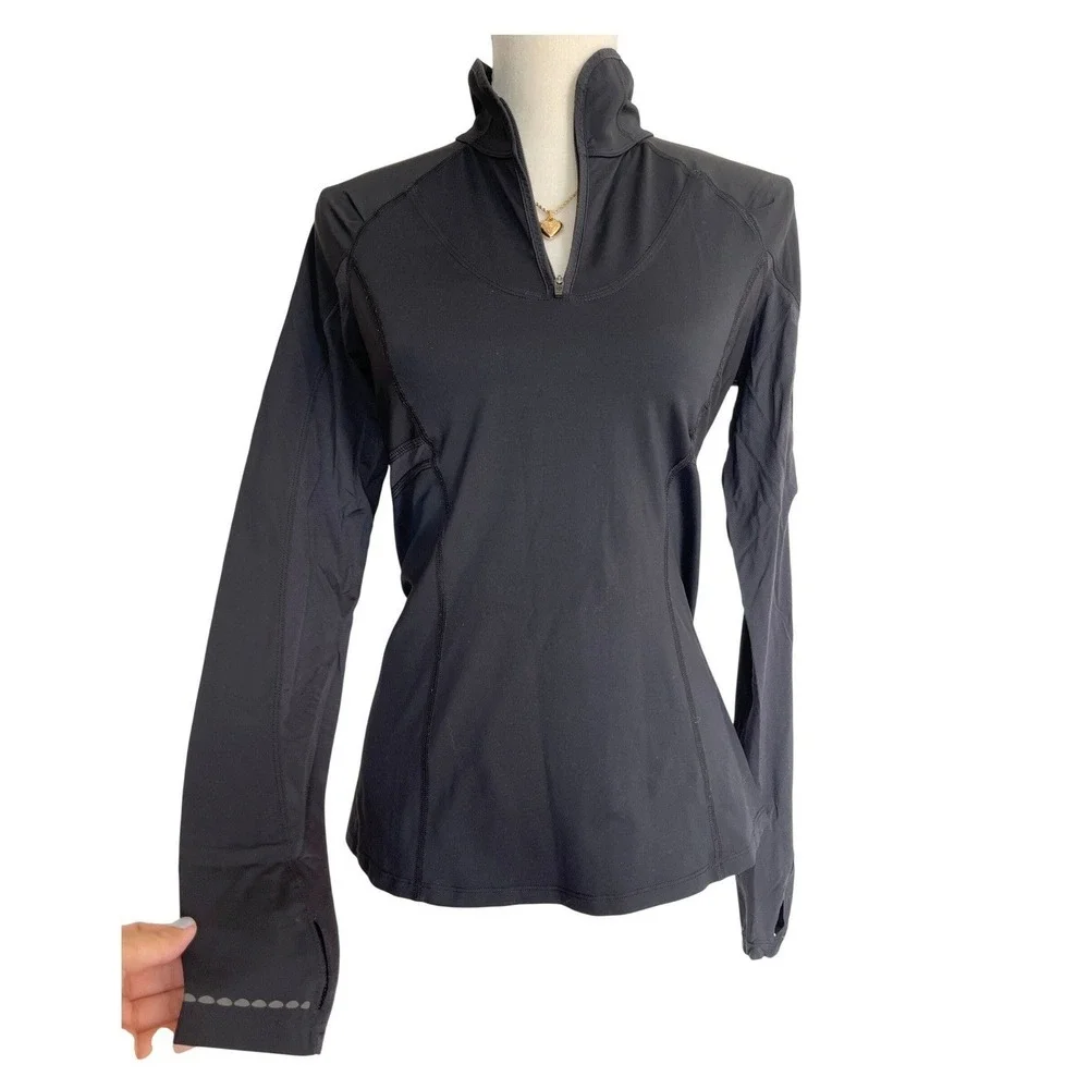 Lululemon‎ Black Half Zip Activewear Pullover Top Stretchy Running Performance